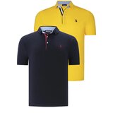 Dewberry DUAL SET T8582 MENS T-SHIRT-NAVY BLUE- YELLOW Cene