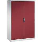 C+P Delavniška omara s krilnimi vrati, VxŠxG 1950 x 1200 x 600 mm, svetlo sive / rubinasto rdeče barve | Shoptok.si