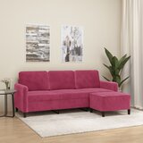 vidaXL trosed s stolčkom za noge vinsko rdeč 180 cm žamet | Shoptok.si