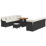 vidaXL 11 delni vrtni sofa set z blazinami črn poli ratan akacija, 2-sedna vrtna sofa z shrambo in blazinami črn poli ratan, 3-delni vrtni set za jedilnico z blazinami črn poli ratan akacija Cene