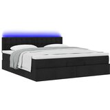 vidaXL Otomanski posteljni okvir z vzmetnico črn 180x200 cm blago | Shoptok.si