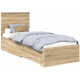  Krevetna konstrukcija Sonoma hrast i srebrna 75 x 190 cm | shoptok.hr