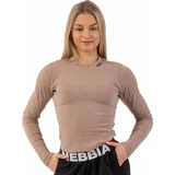 NEBBIA Organic Cotton Ribbed Long Sleeve Top Brown XS