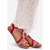 ARTIKER Flat Women's Sandals With Woven Straps And Clips Fuchsia | ePonuda.com
