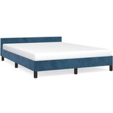  Posteljni okvir z vzglavjem temno moder 140x190 cm žamet | Shoptok.si