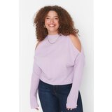Trendyol Curve Lilac Cutout Detailed Knitwear Sweater Cene