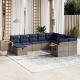  10-dijelni set vrtnih sofa od poliratana s jastucima sivi | shoptok.hr