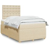 vidaXL Box spring postelja z vzmetnico krem 120x200 cm blago | Shoptok.si