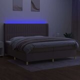  Krevet box spring s madracem LED smeđesivi 200x200 cm tkanina | shoptok.hr