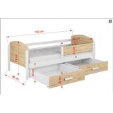  Drveni dječji krevet Kelly s ladicama - svijetlo drvo - bijeli - 190x90 cm | shoptok.hr
