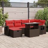  7-dijelni set vrtnih sofa od poliratana s jastucima smeđi bagrem | shoptok.hr