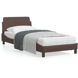 vidaXL Posteljni okvir z vzglavjem rjav 90x200 cm umetno usnje | Shoptok.si