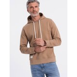 Ombre Men's kangaroo hooded sweatshirt - brown cene