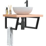  The Living Store Stenska polica za umivalnik jeklo in trdna bukovina - Polica Za Umivalnik, (21486217) | Shoptok.si