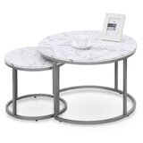 Halmar Komplet 2 kom konferencijskih stočića PAOLA, prečnik 38/60 cm, siva/mramorni dekor Cene