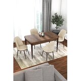 Hanah home trpezarijski set Kor, sto na razvlačenje i 4 stolice, ploča u dekoru drveta Baroque, krem tkanina Jerry | Eponuda.com
