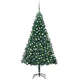  Umjetno osvijetljeno božićno drvce s kuglicama zeleno 210cm PVC | shoptok.hr