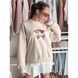 DStreet Bluza damske oversiz z sercami MADELIN cappuccino | shoptok.hr