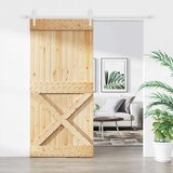  Klizna vrata Prirodna i bijela 95 x 210 cm Čvrsta borovina | shoptok.hr