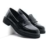 Marjin Women's Loafers Daily Classic Shoes Casual Loafers Backdrop Black Spread.
