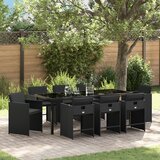 vidaXL set od 9 komada vrtne stolice s jastučićima crni poly ratan | shoptok.hr