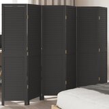 vidaXL Paravan 6-delni črn trden les pavlovnije | Shoptok.si