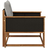  Set vanjskih sofa Čvrsto drvo akacije i Textilene Prirodna - Prirodna i svijetlo siva Crni rattan | shoptok.hr