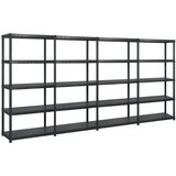 vidaXL Regal s policami 5-nadstropni črn 340x40x185 cm plastika Cene