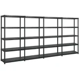 Regal s policami 5-nadstropni črn 340x40x185 cm plastika