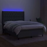  Box spring postelja z vzmetnico LED temno siva 140x200 cm blago, (20725423) | Shoptok.si