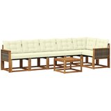 vidaXL Zunanja garnitura za sedenje z blazino 7 pcs Naravna in smetana, (5000272924) | Shoptok.si