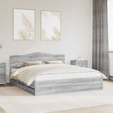  Krevetna konstrukcija Siva Sonoma 200 x 200 cm Inženjersko Drvo 206 x 203 x 90 cm | Shoptok.si