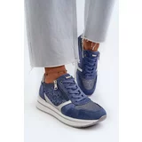 Kesi Women's platform sneakers with openwork pattern and glitter INBLU Blue