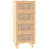  Komoda smeđa 40 x 30 x 90 cm masivna borovina i prirodni ratan | shoptok.hr
