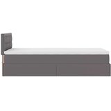 vidaXL Otomanski posteljni okvir z vzmetnico siv 100x200 cm um. usnje | Shoptok.si