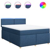 vidaXL Box spring postelja z vzmetnico modra 160x200 cm blago, (21307422) | Shoptok.si