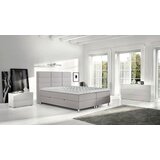 CARRYHOME postelja z vzmetnico 180 cm x 200 cm , tekstil siva | Shoptok.si