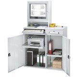 eurokraft pro računalniška delovna postaja, jeklena pločevina, vxš 1770 x 1100 mm, z ohišjem za zaslon, barva vrat svetlo siva | Shoptok.si