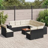  The Living Store Vrtna sedežna garnitura 12-delna z blazinami črn poli ratan - Vrtna Sedežna Garniture, (21479509) | Shoptok.si