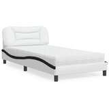 vidaXL Postelja z vzmetnico bela in črna 100x200 cm umetno usnje Cene