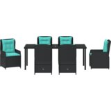  Set za Jelo za Vrt od 7 Dijelova Crni Polu Ratan | shoptok.hr