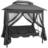 The Living Store Zunanja gugalnica s streho antracitna 220x160x240 cm jeklo - Zunanja Gugalnica, (21746646) | Shoptok.si