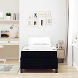 vidaXL Postelja z vzmetnico Črna 90 x 190 cm Tkanina, inženirska les | Shoptok.si