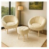 Atelier Del Sofa Set stolica i taburea, 3 dijela, krem | Eponuda.ba
