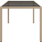  Vrtna miza bež 190x90x75 cm kaljeno steklo in poli ratan, (20665442) | Shoptok.si
