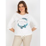 Fashion Hunters Women's T-shirt plus size with 3/4 raglan sleeves - ecru | ePonuda.com