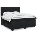 vidaXL Box spring postelja z vzmetnico črna 200x200 cm žamet | Shoptok.si