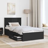  Krevetna konstrukcija s ladicama Crna i srebrna 100 x 200 cm | Eponuda.com