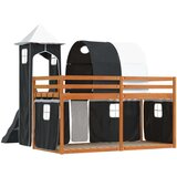 vidaXL Krevet na kat s toboganom i zavjesama bijelo-crni 90 x 200 cm | shoptok.hr