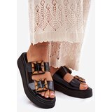 Boto Eco Leather Women's Sandals On Platform With Buckles Black Xanivia | Shoptok.si